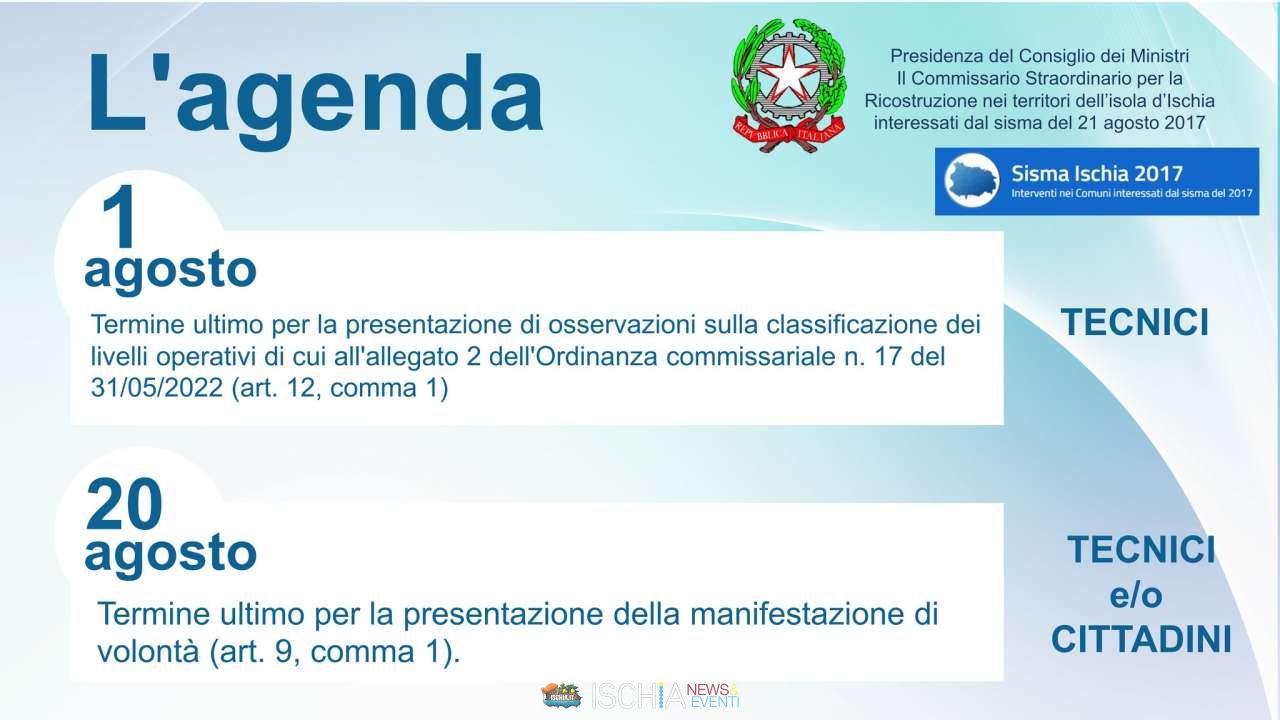 agenda ricostruzione